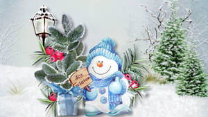 Joy Winter Snowman Wallpaper