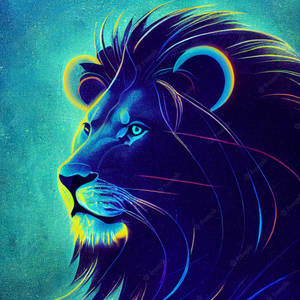 Lion Galaxy Digital Painting Wallpaper