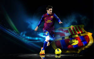 Lionel Messi With Fc Barcelona Wallpaper