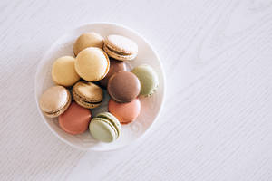 Macarons Pastels Aesthetic Computer White Wood Concept Wallpaper