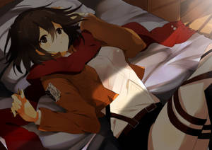 Mikasa Ackerman In Bed Wallpaper