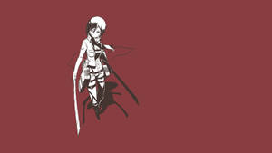 Mikasa Ackerman In Black And White Wallpaper