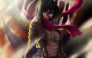 Mikasa Ackerman In Tears Wallpaper