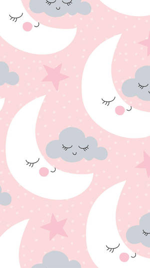 Moon And Clouds In Cute Girly Phone Wallpaper