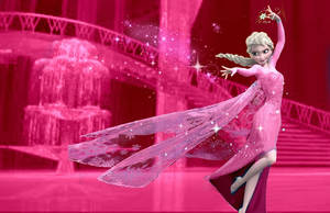 Pink Elsa Frozen Castle Dance Wallpaper