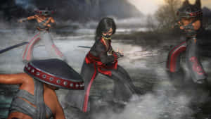 Powerful Samurai Warrior In Action Wallpaper