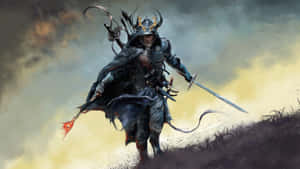 Powerful Samurai Warrior In Battle Wallpaper