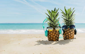 Relaxing Beach Vacation With Pineapple Wallpaper