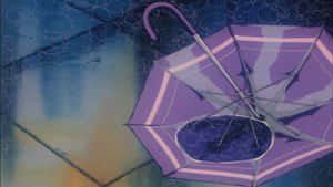 Retro Anime Overturned Umbrella Wallpaper
