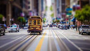 San Francisco Cable Car On Road Hd Wallpaper