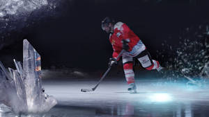Stunning Ice Hockey Player With Ice Crystals Wallpaper