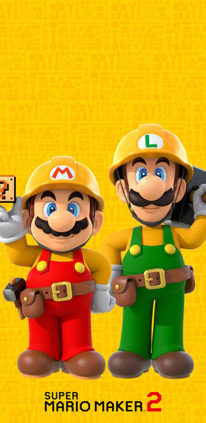 Super Mario Maker On Yellow Background Wallpaper