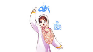 Supportive Anime Hijab Girl Wallpaper