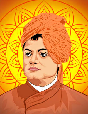 Swami Vivekananda Portrait Art Wallpaper