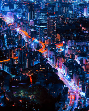 Tokyo City With Neon Lights Wallpaper