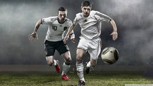 Two Players Playing Football Hd Wallpaper