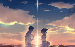 Your Name Anime Aesthetic Sunset Wallpaper