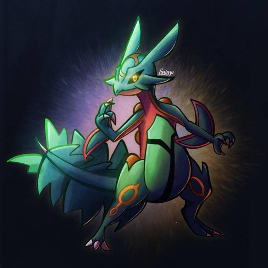 Pokemon shiny mega rayquaza wallpaper Pokemon wallpapers