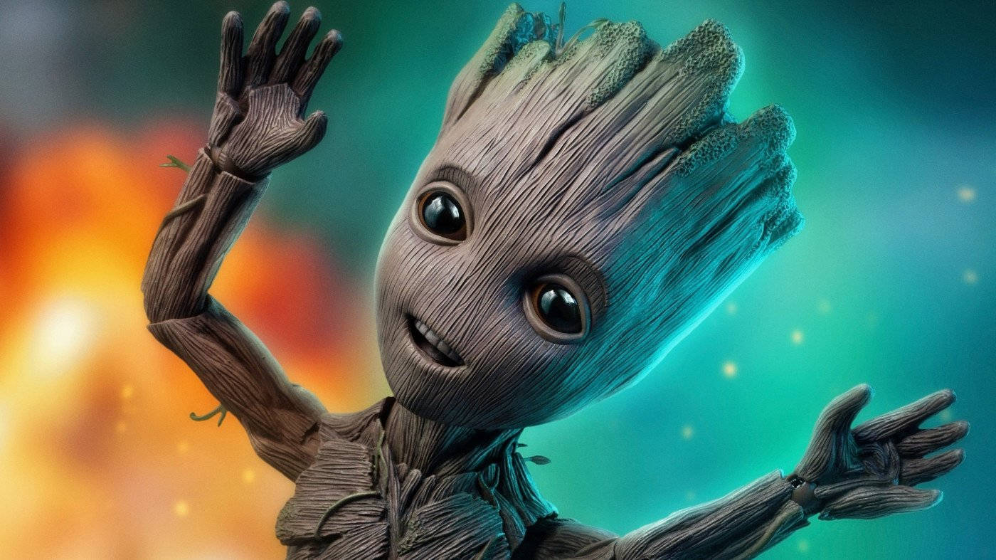 4k Guardians Of The Galaxy Baby Groot Falling
