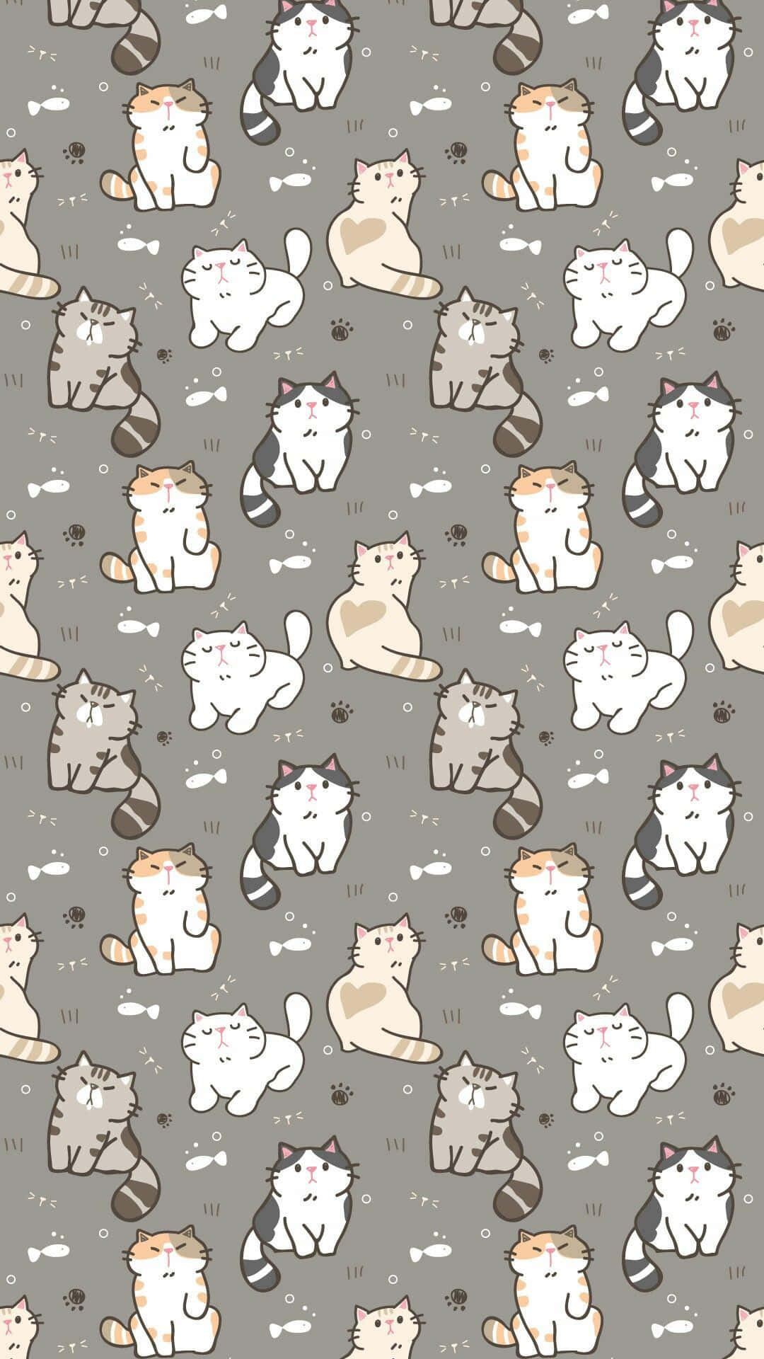A Background Covered With Cute Cat Pattern To Brighten Your Day!