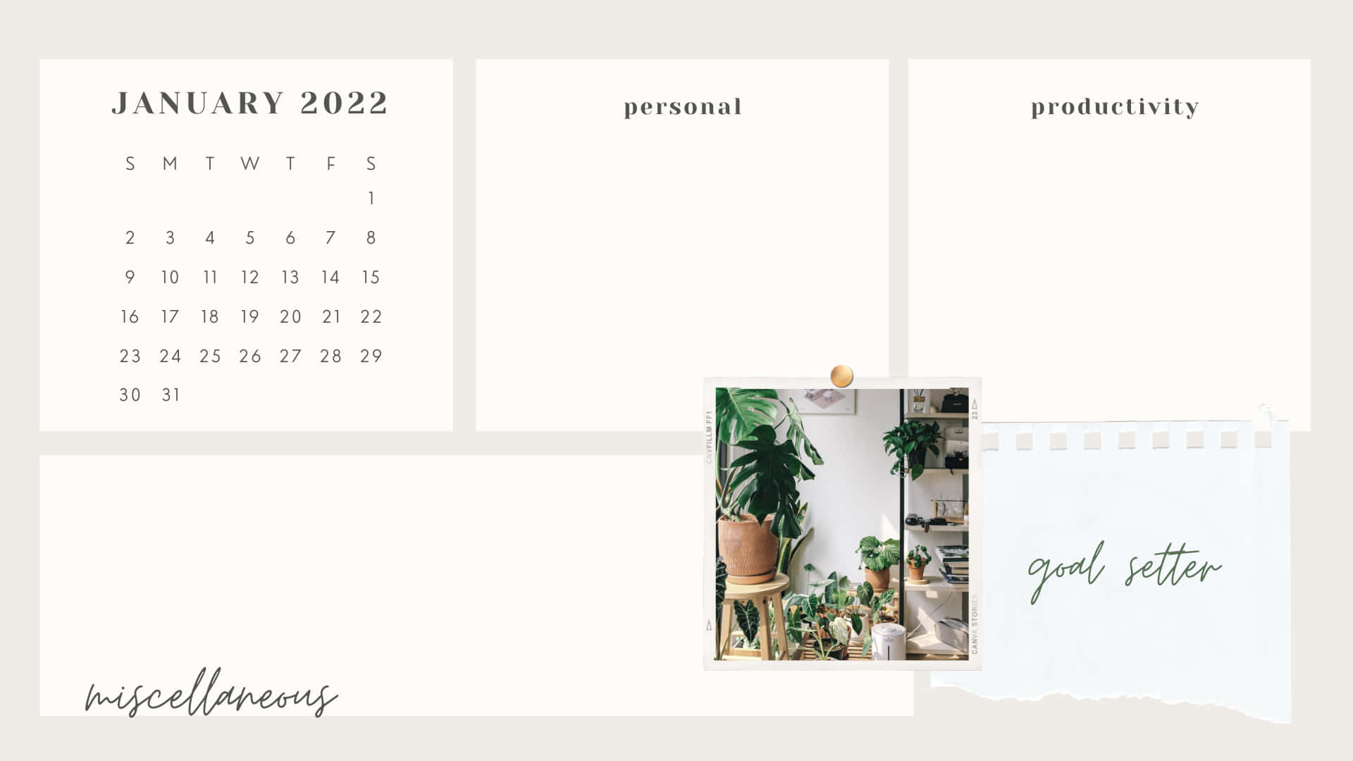 A Calendar With A Plant And A Planter