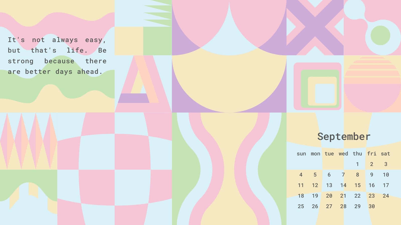 A Calendar With Colorful Shapes And Patterns