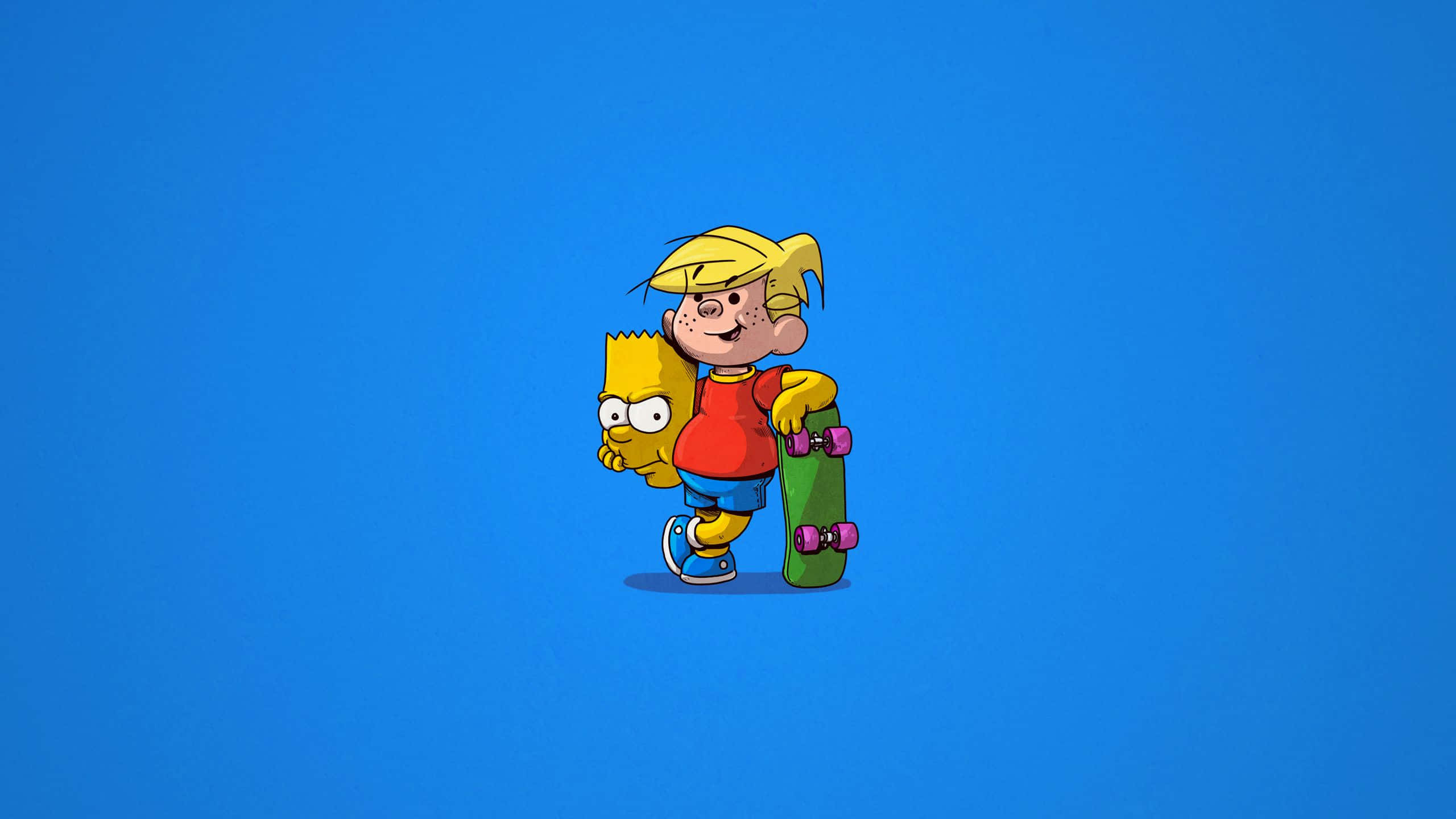 A Cartoon Character Holding A Skateboard On A Blue Background