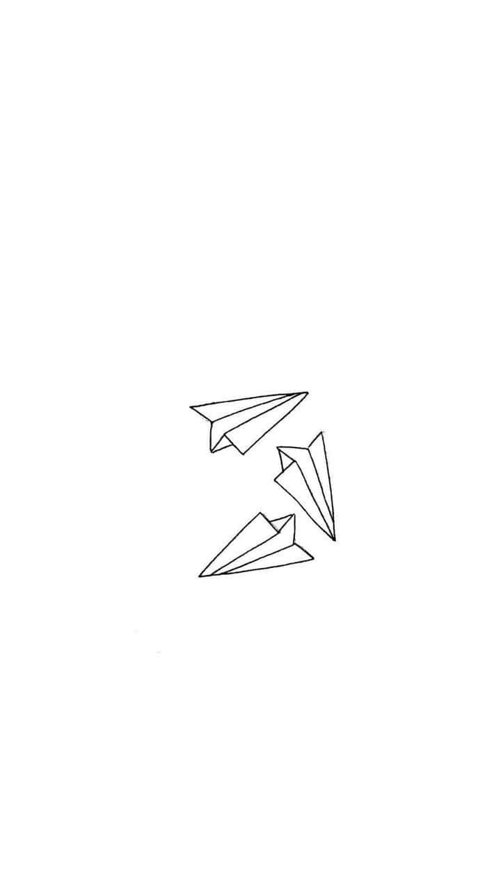 A Drawing Of Paper Airplanes On A White Background
