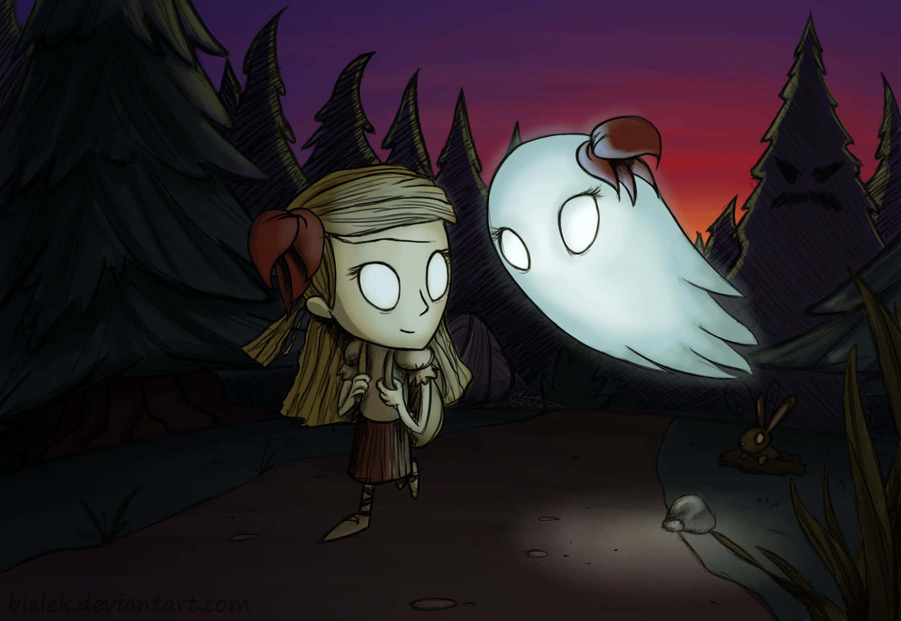 A Girl And A Ghost In The Woods
