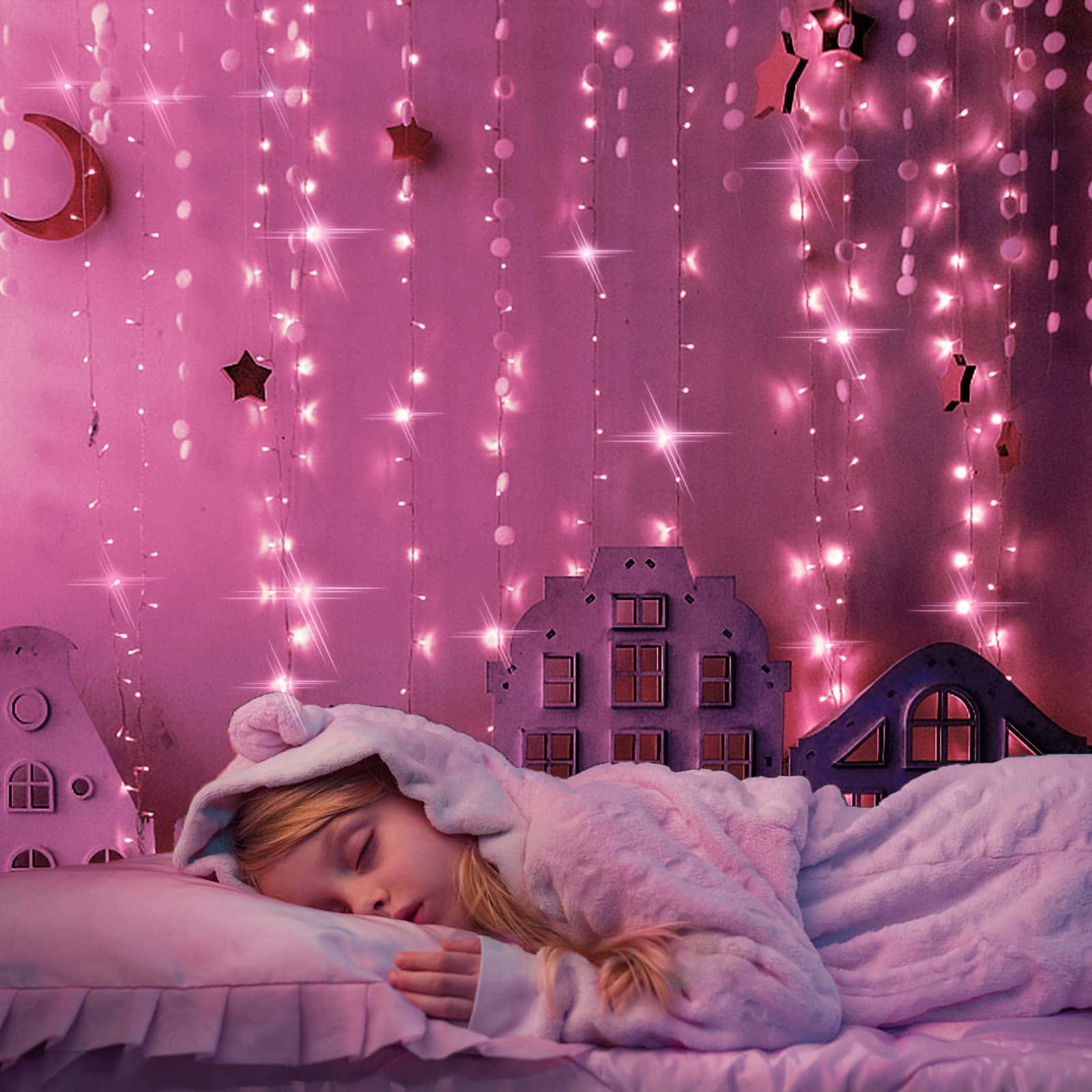 A Girl Sleeping In A Bed