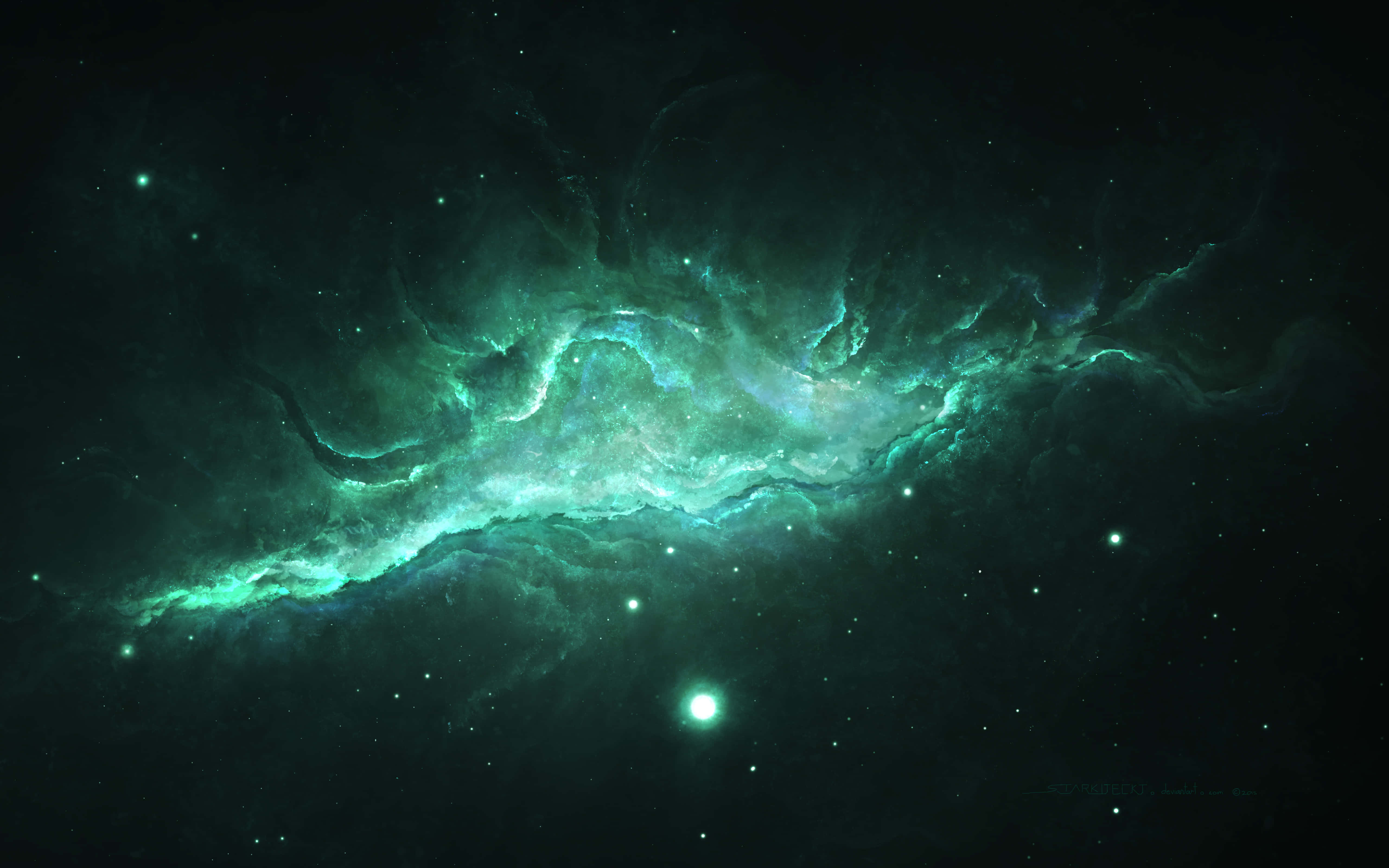 A Green Nebula In The Dark Space