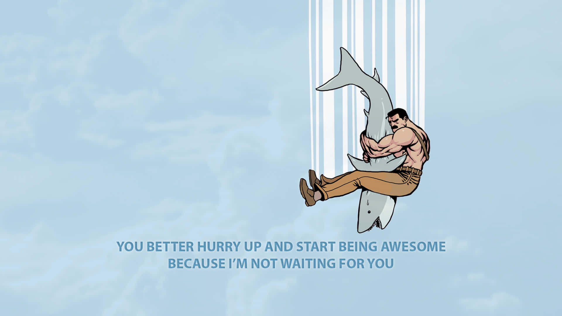 A Man Is Hanging From A Shark