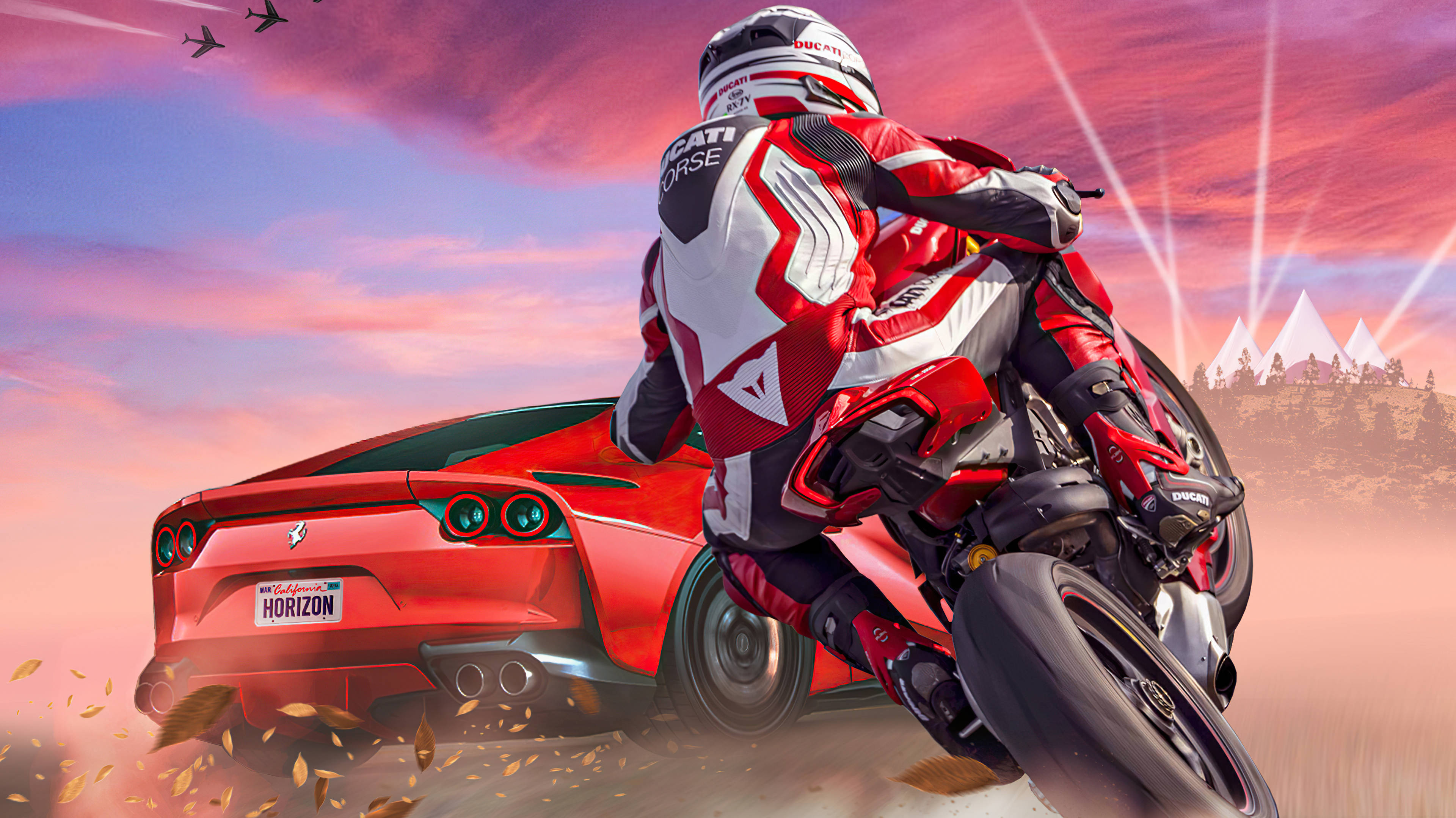 A Man Riding A Motorcycle On A Desert Road