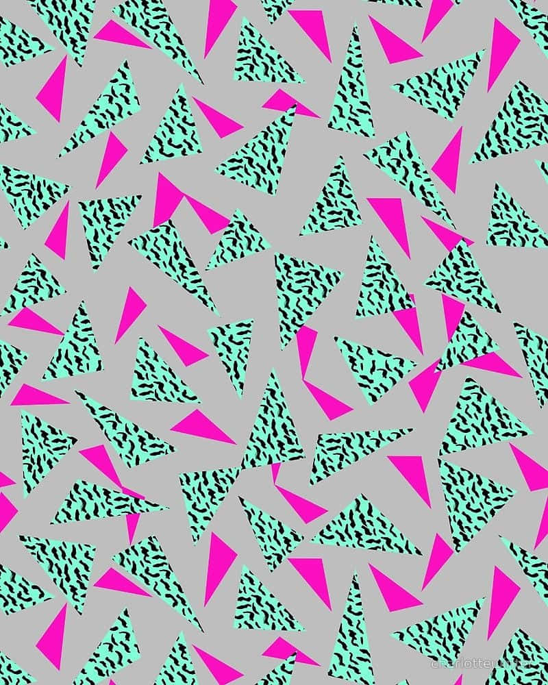 A Pink And Blue Triangle Pattern On A Gray Background