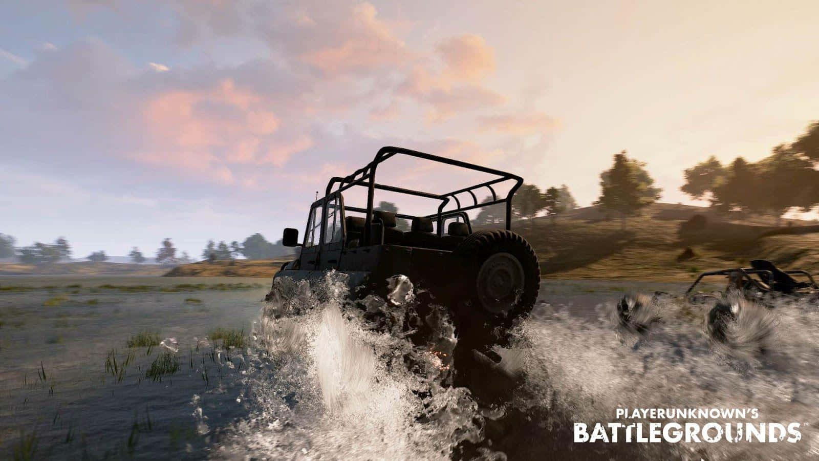 A Truck Driving Through Water In A Game