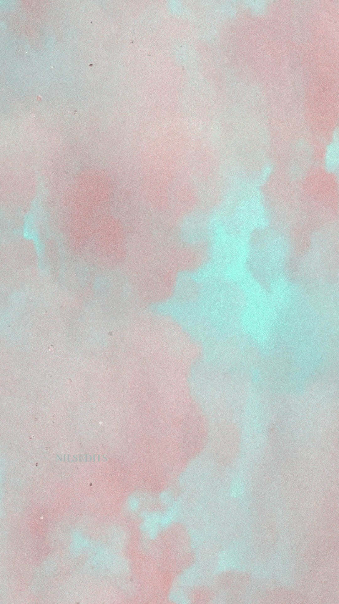 A Watercolor Background With Pink And Turquoise Clouds