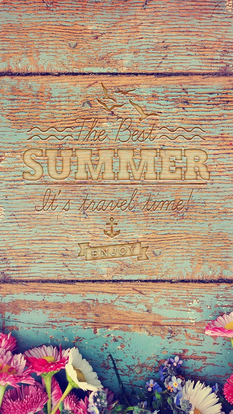 A Wooden Background With Flowers And A Quote