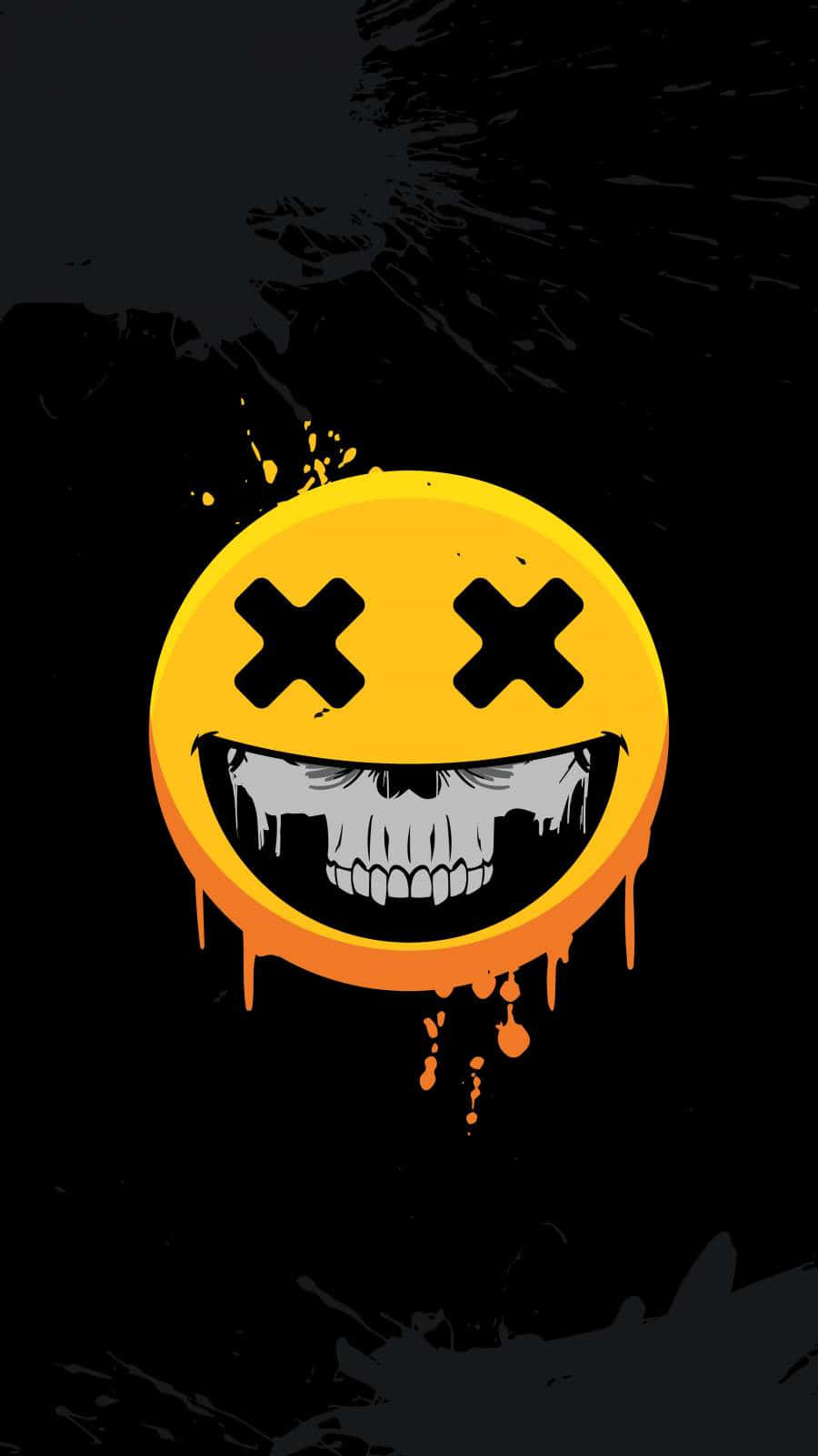 A Yellow Smiley Face Logo On A Black Background