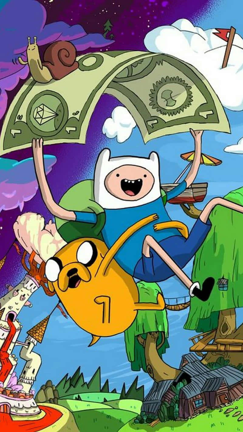 Adventure Time Finnand Jake Flying