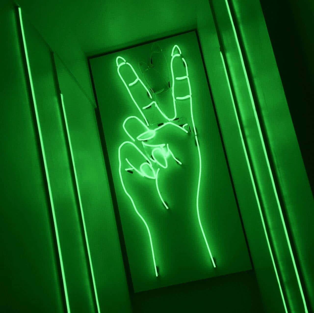 Aesthetic Grunge Green Neon Peace Signs