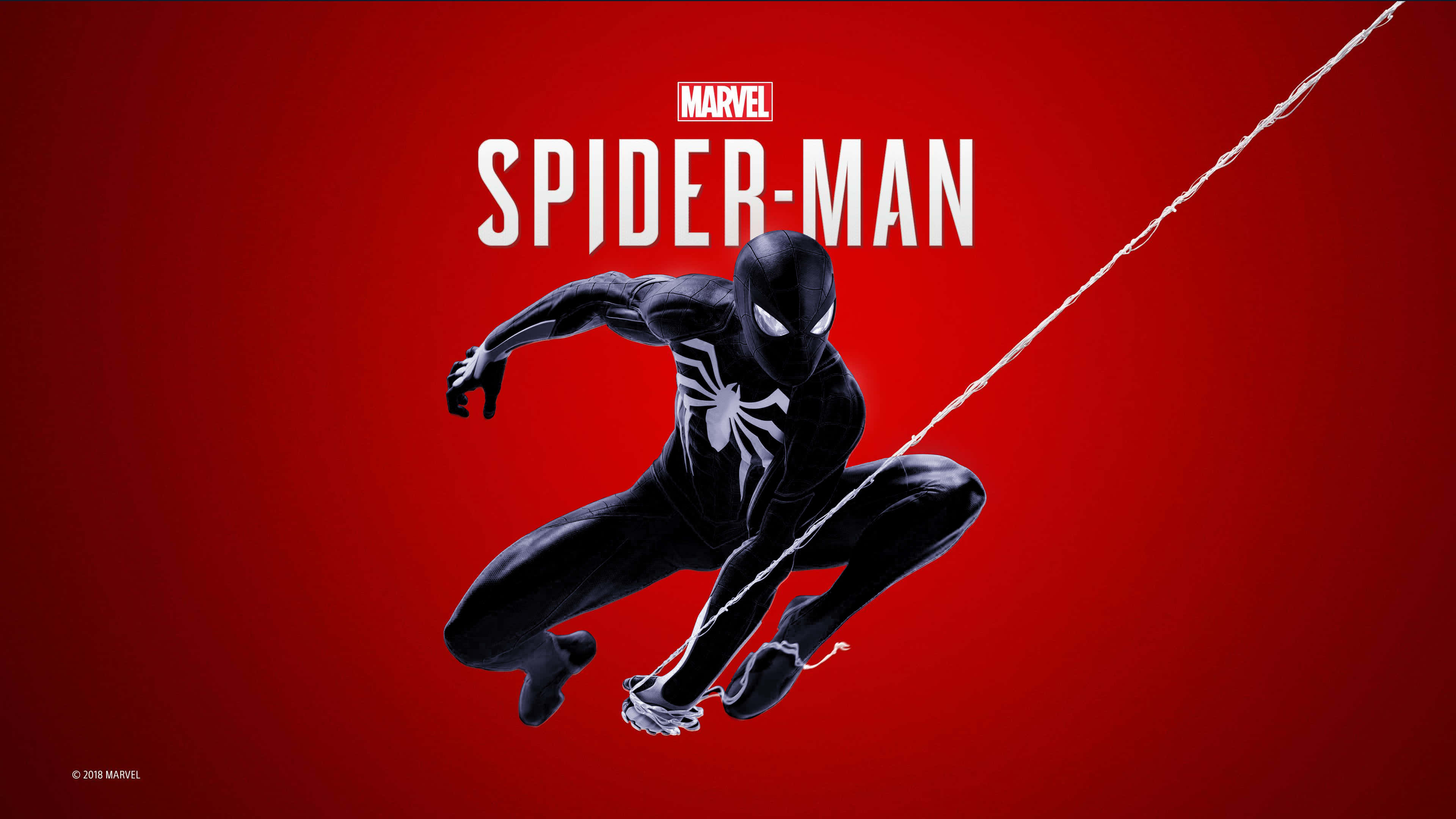 Black Spider Man Ps4 Logo Swing Web Red Background