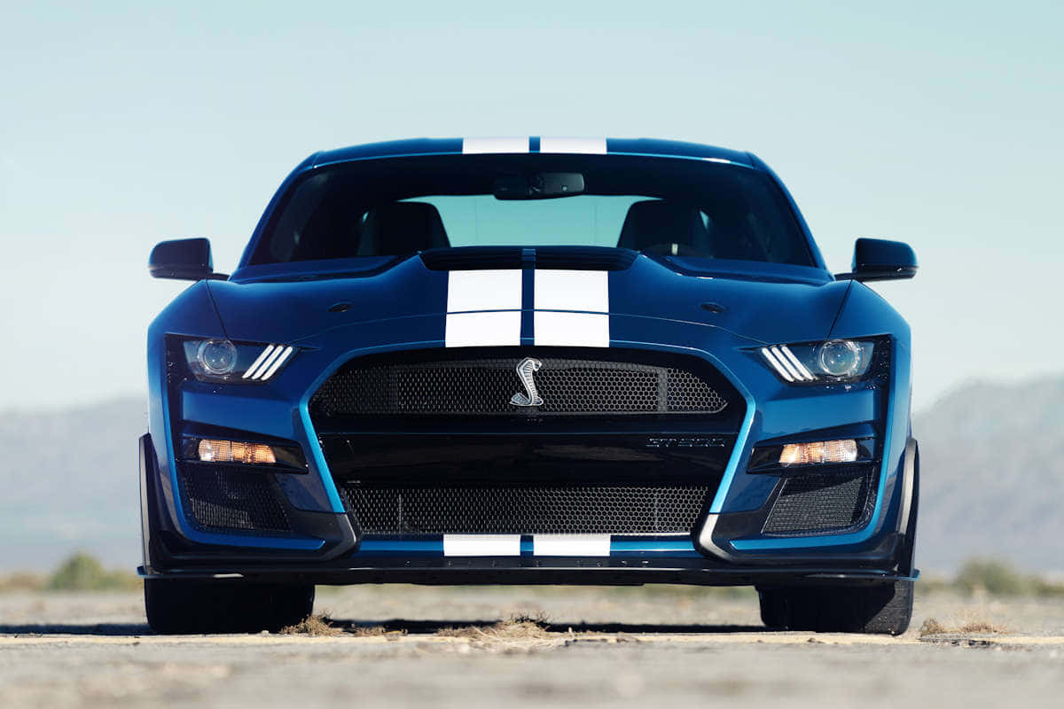 Blue Ford Mustang Shelby G T500 Front View