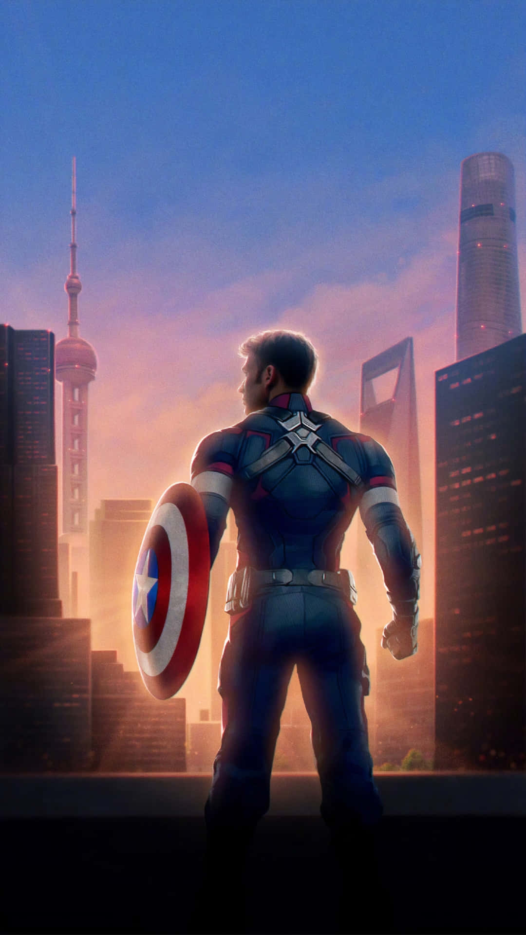 Captain America Sunset Cityscape