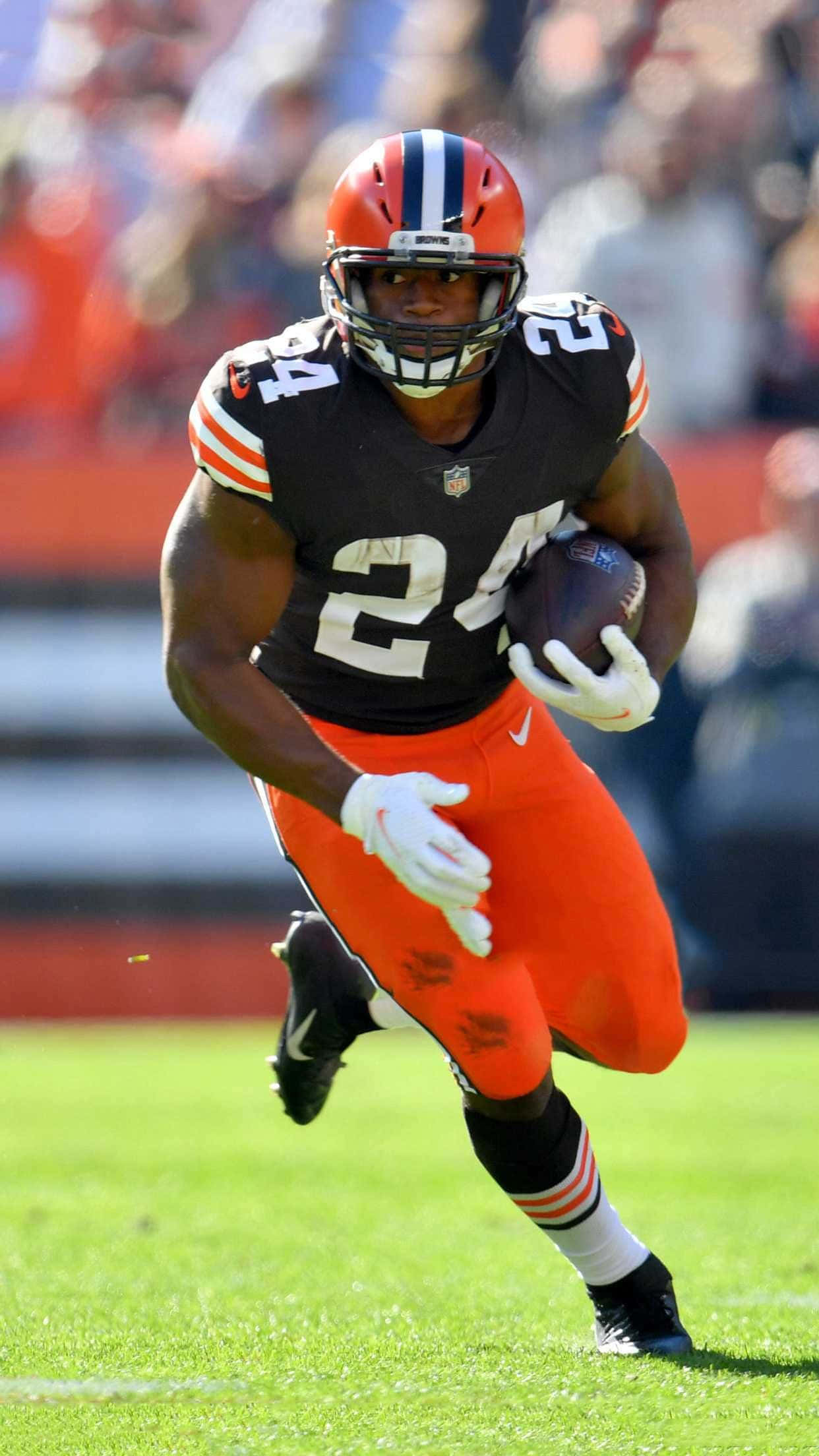 Cleveland Browns Player Running With Football