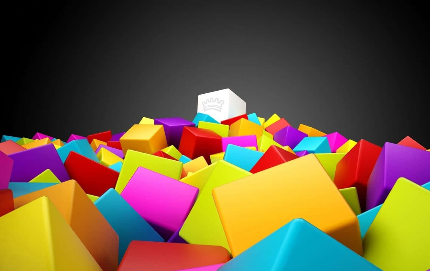Colorful Cubes In A Pile With A White House