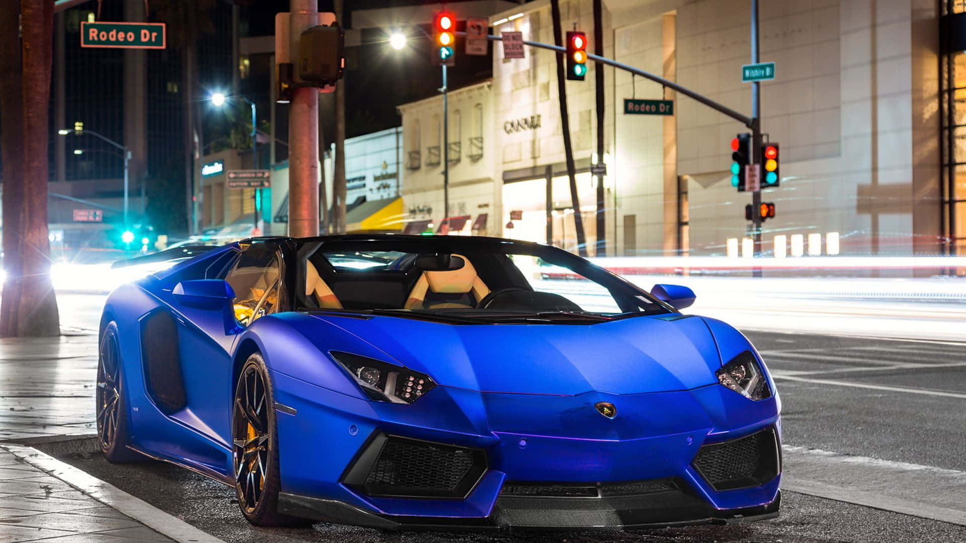 Cool Sports Car Blue Lamborghini Aventador