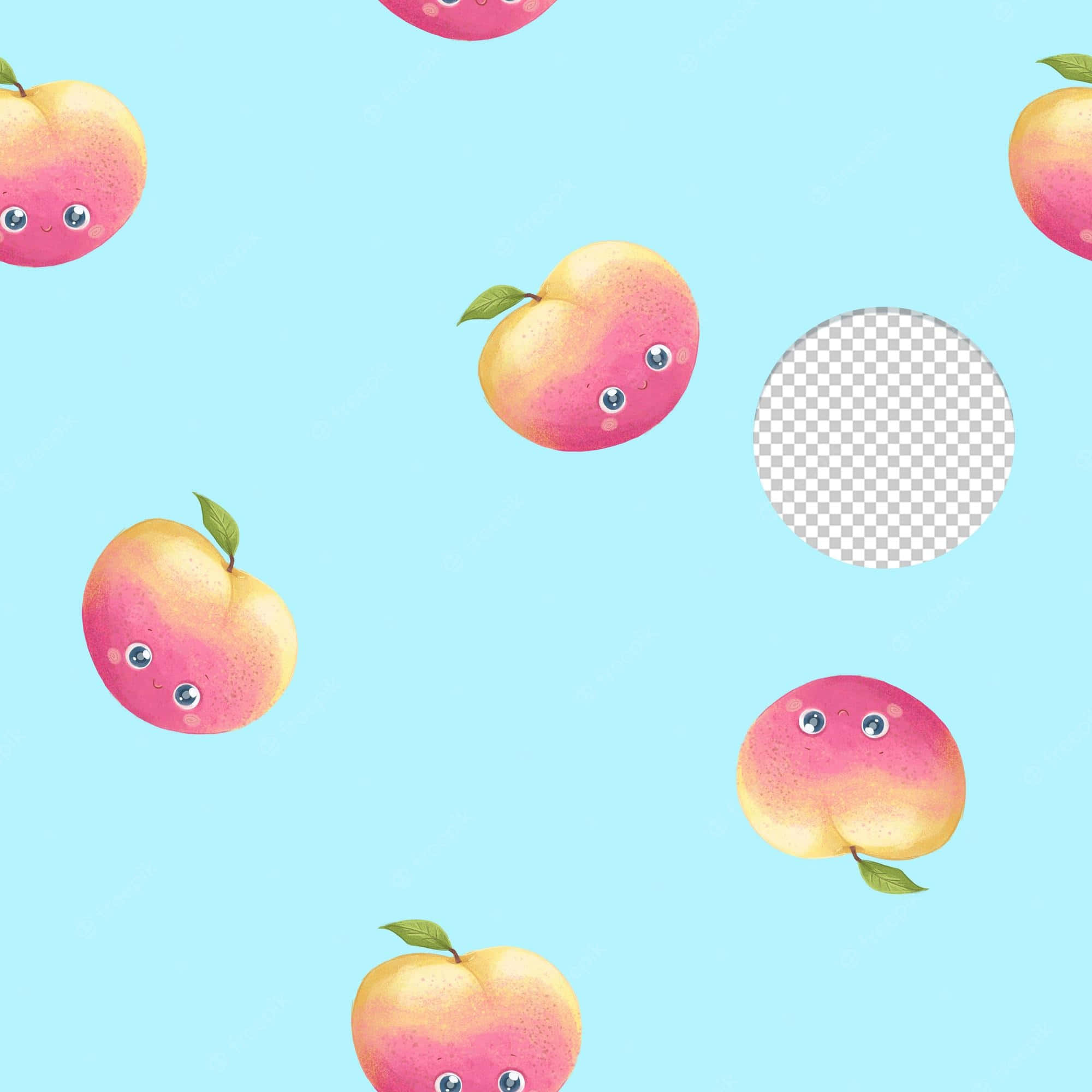 Cute Peach Eye Art Blue Background
