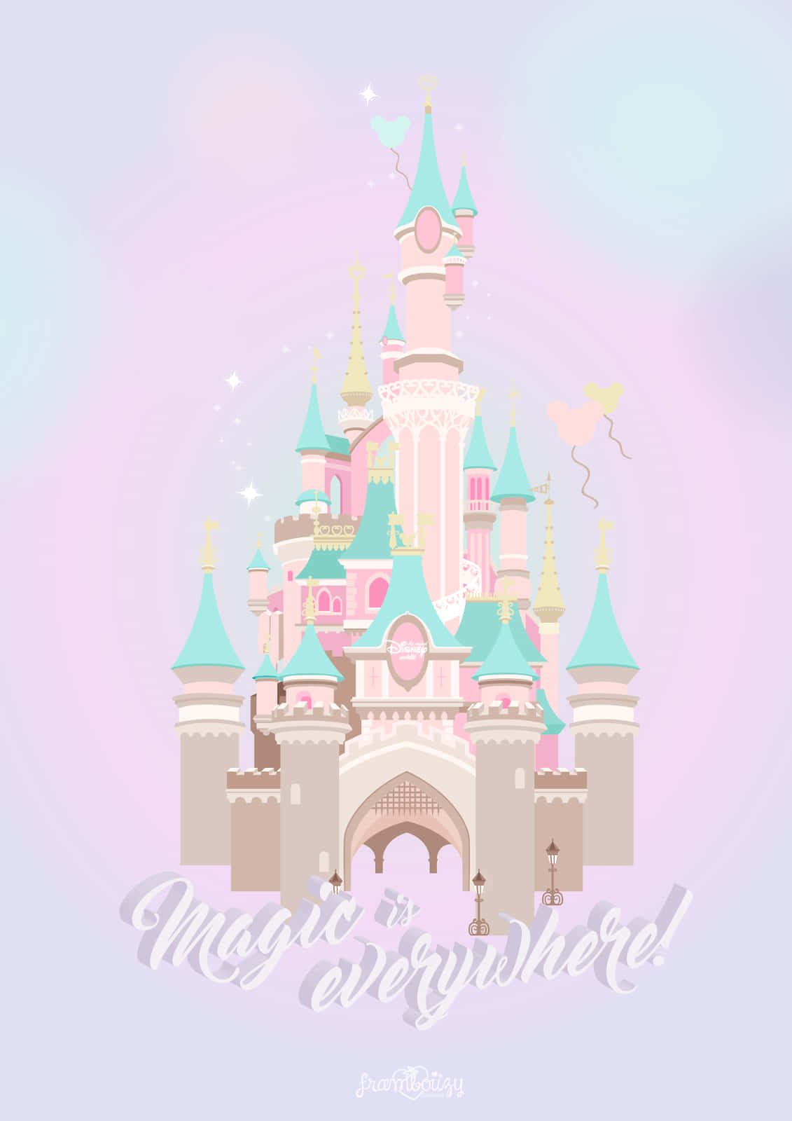 Enjoy The Dreamy, Whimsical World Of Disney With This Lovely Pastel Rendition Of Its Beloved Characters.