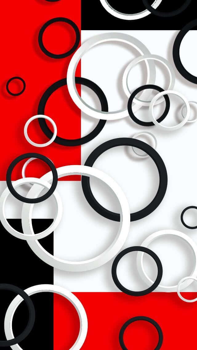 Geometric Red, White And Black Abstract