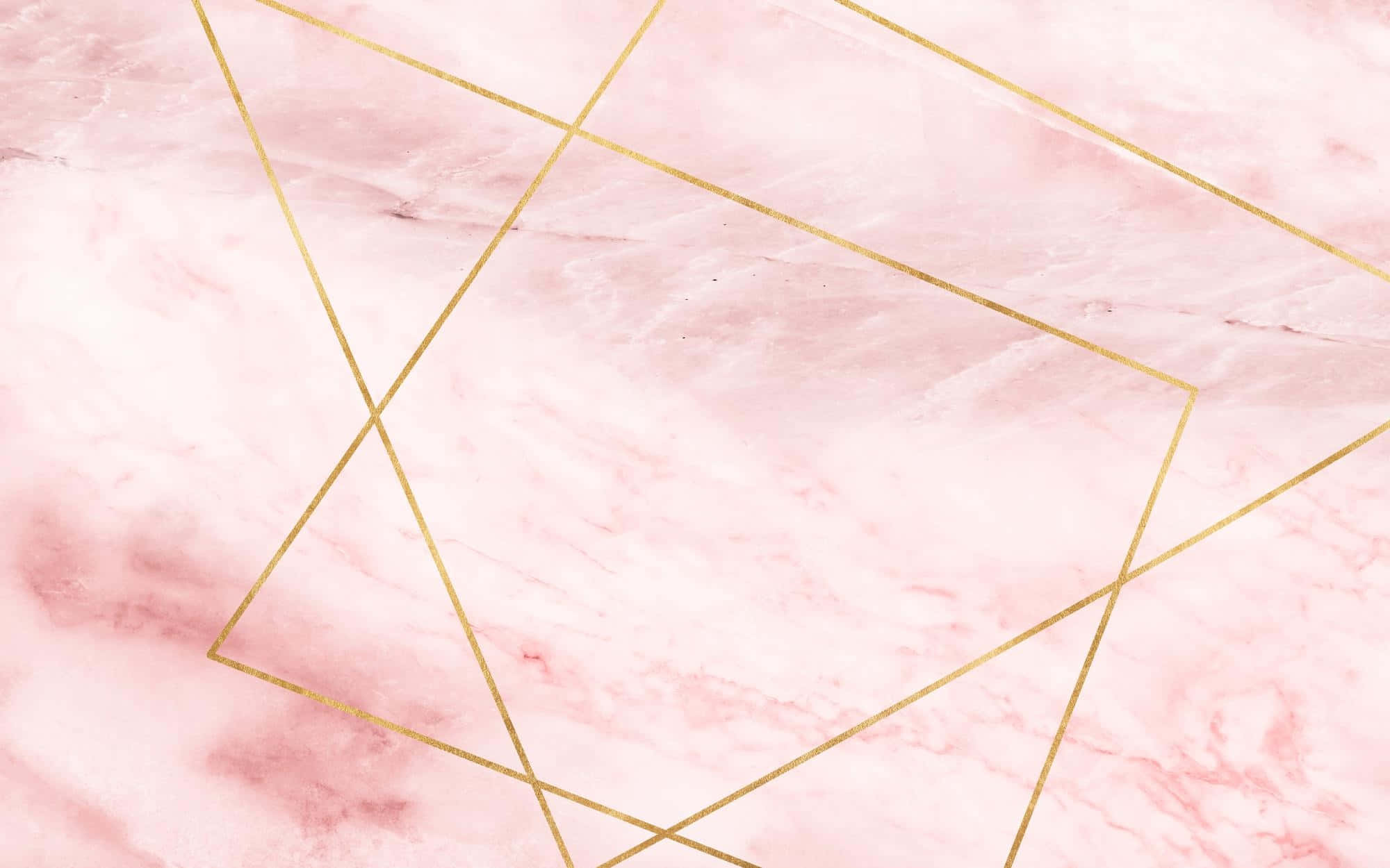 Gold Geometric Pattern On Pink Marble Background